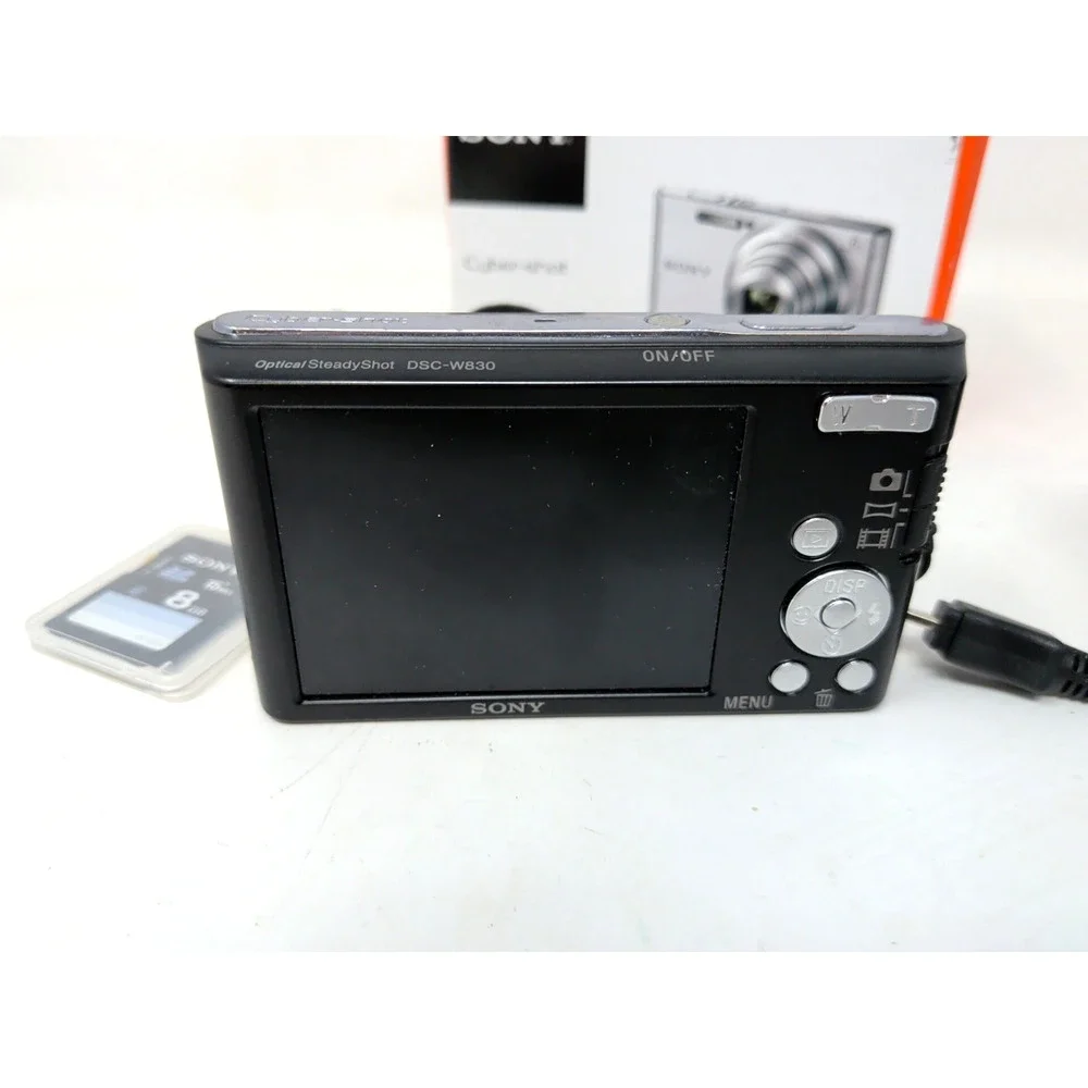 Sony Cybershot DSC-W830 20.1MP Compact Digital Camera Silver - Tested box sd 8gb
